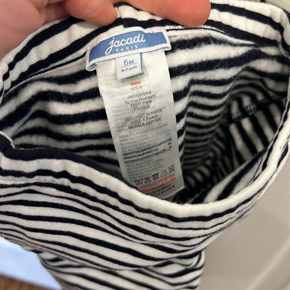 Jacadi Footed Striped Pants Navy Blue and White Size 6 Months